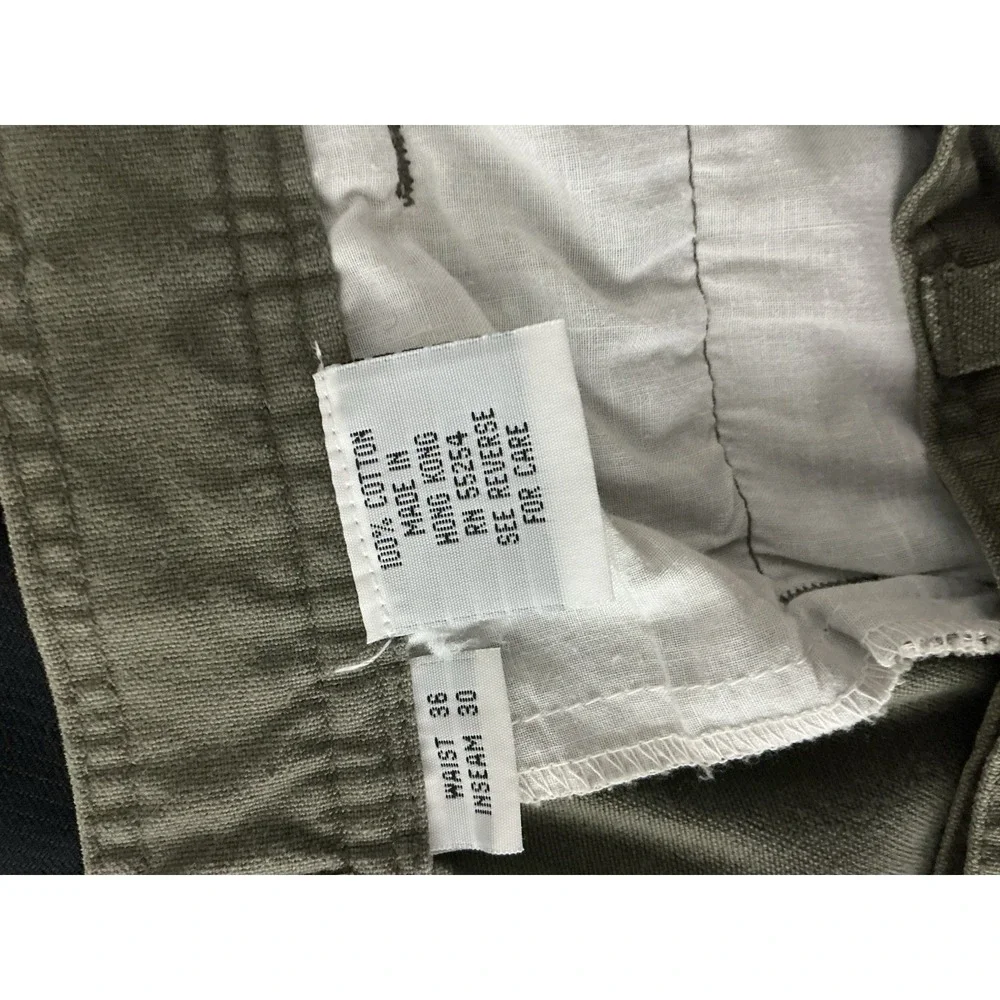 Falls Creek Cargo Pants Men's 36x30 Olive Green Relaxed Fit Cotton Utility